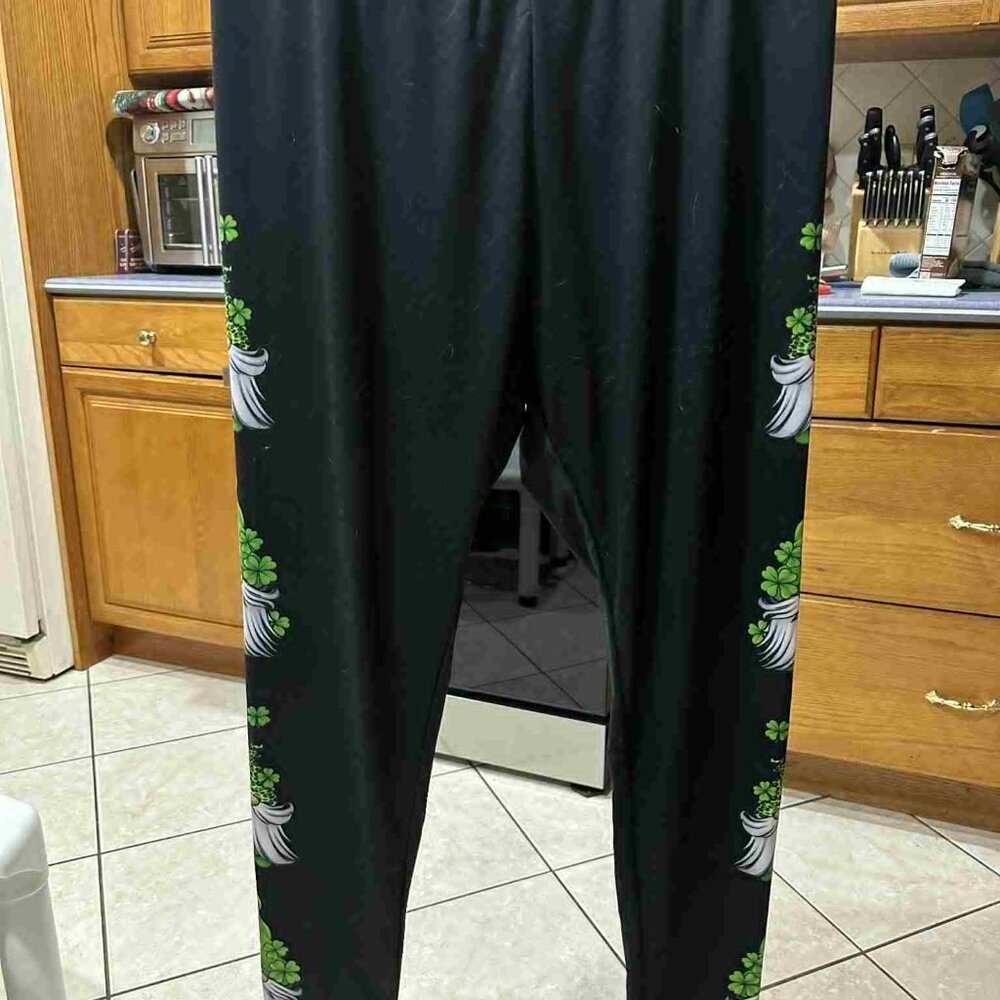 Women’s Black Leggings Saint Patricks Day XL Soft Stretch Pull On Pants